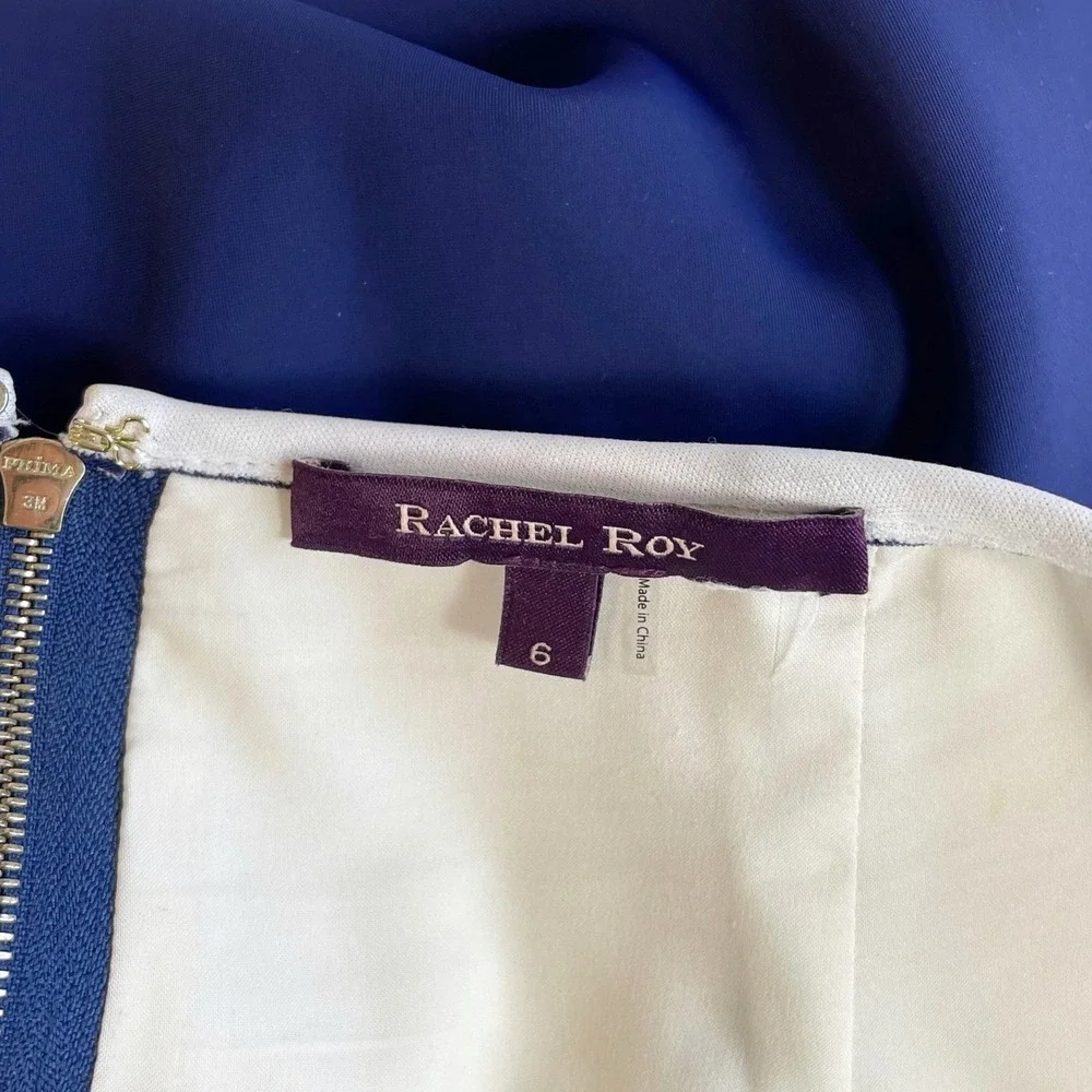 Rachel Roy Nautical Scuba Pencil Straight Skirt Blue Size 6 Womens Knee Length